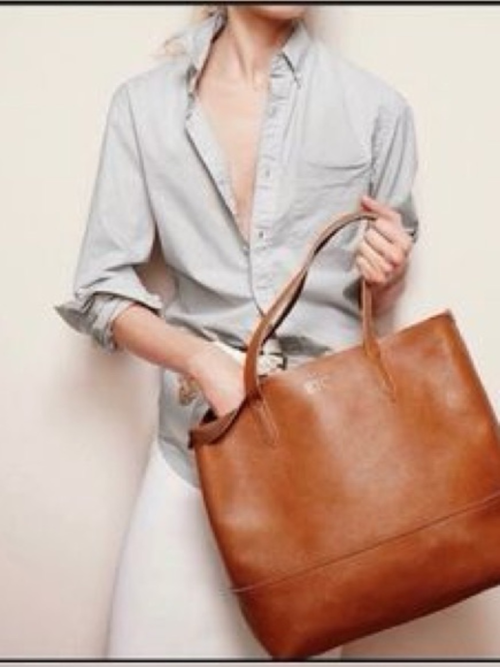 J. Crew Downing Monogram Leather Tote Bag with coin purse